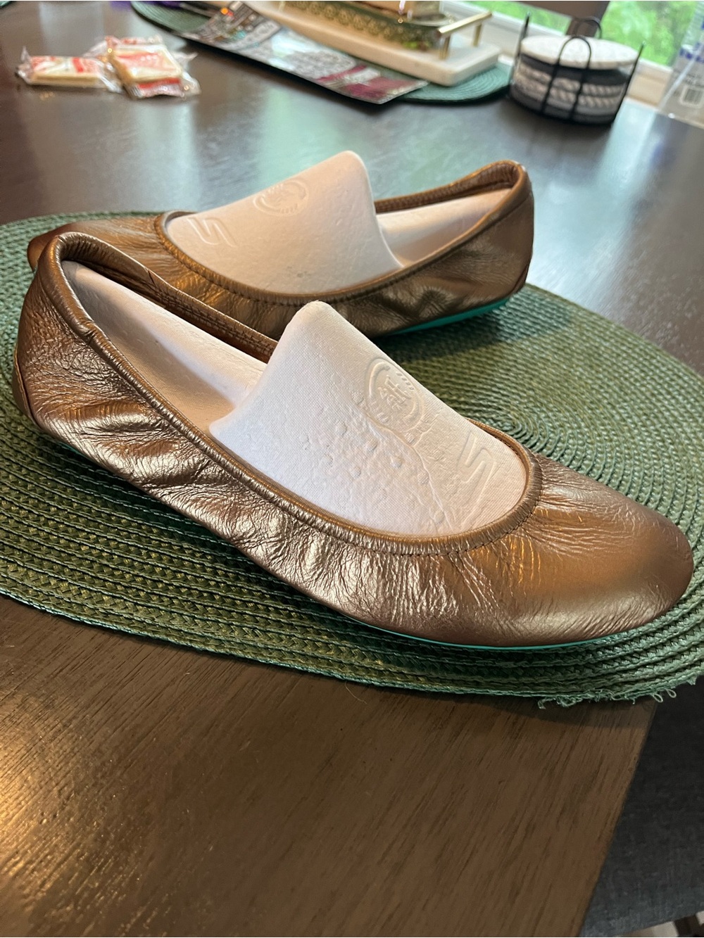 Tieks Ballet Flats Shoes Rose Champagne Metallic Leather Women's Shoes Sz 8